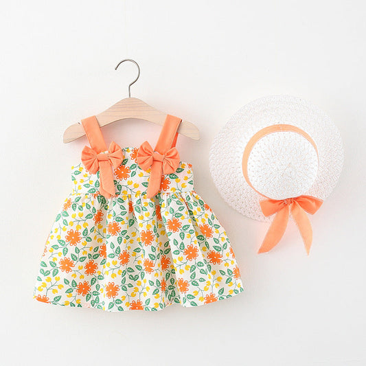 Robe Princesse Bébé Fleurs Orange