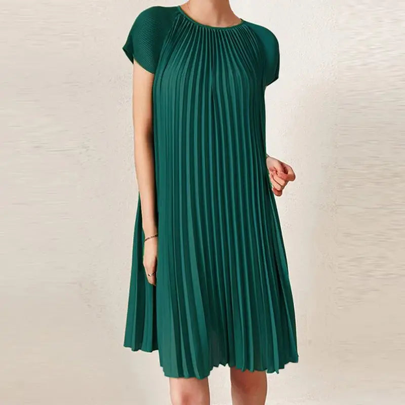 Robe plissée courte verte
