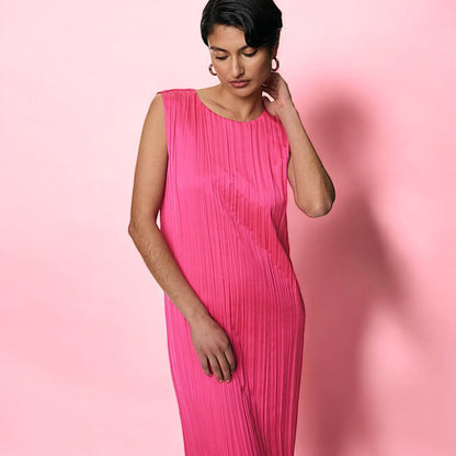Robe plissée fuchsia