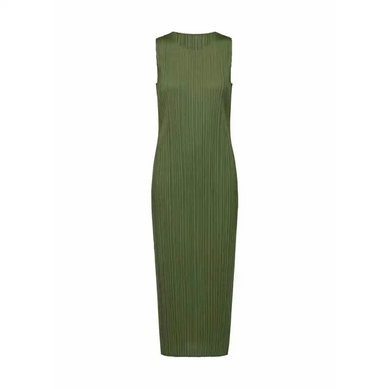 Robe plissée kaki