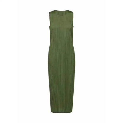 Robe plissée kaki