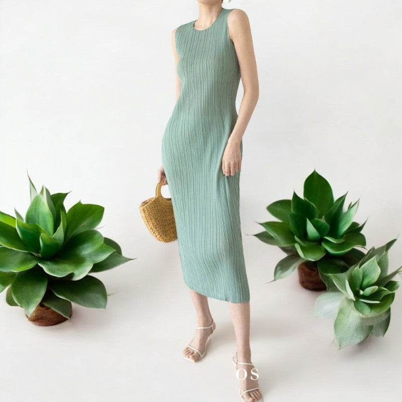 Robe plissée vert d'eau
