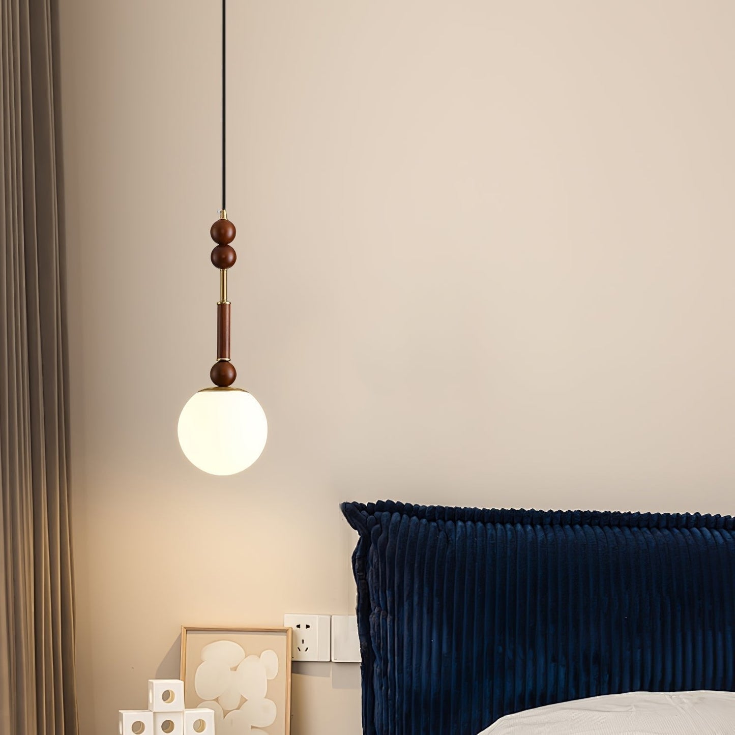 Suspension Roma - Design Romain Élégant en Bois, Métal et Verre - Éclairage Vintage avec Ampoules LED
