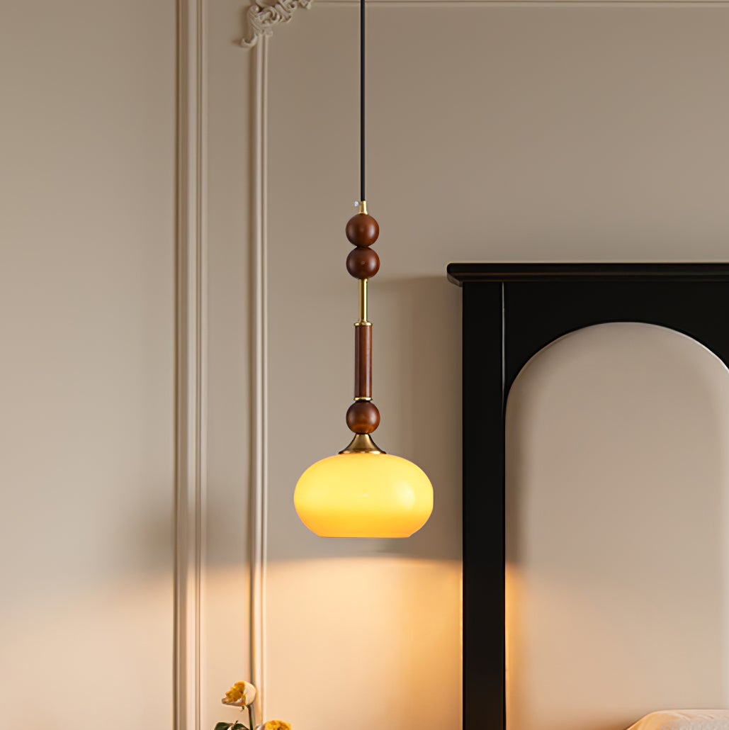 Suspension Roma - Design Romain Élégant en Bois, Métal et Verre - Éclairage Vintage avec Ampoules LED