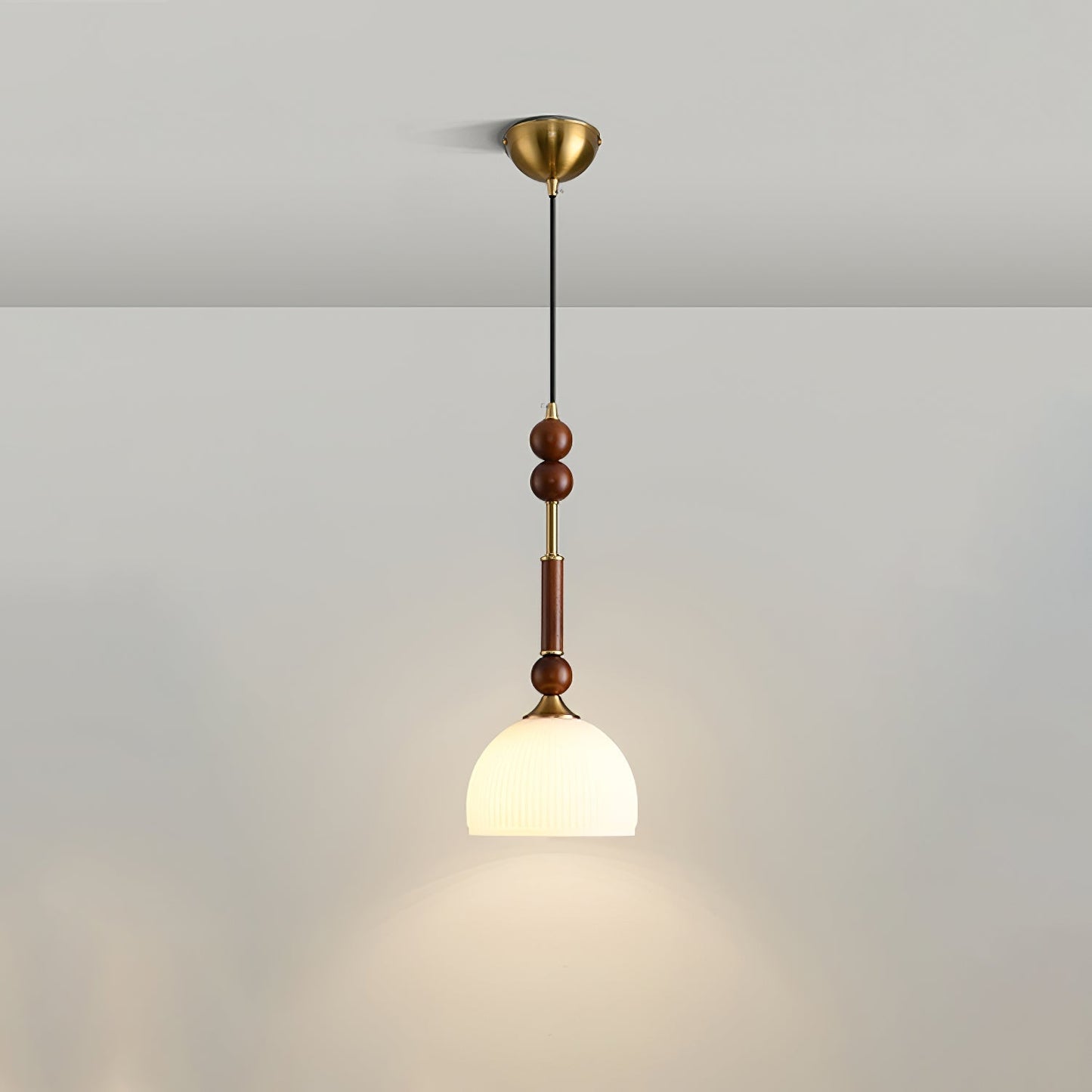 Suspension Roma - Design Romain Élégant en Bois, Métal et Verre - Éclairage Vintage avec Ampoules LED