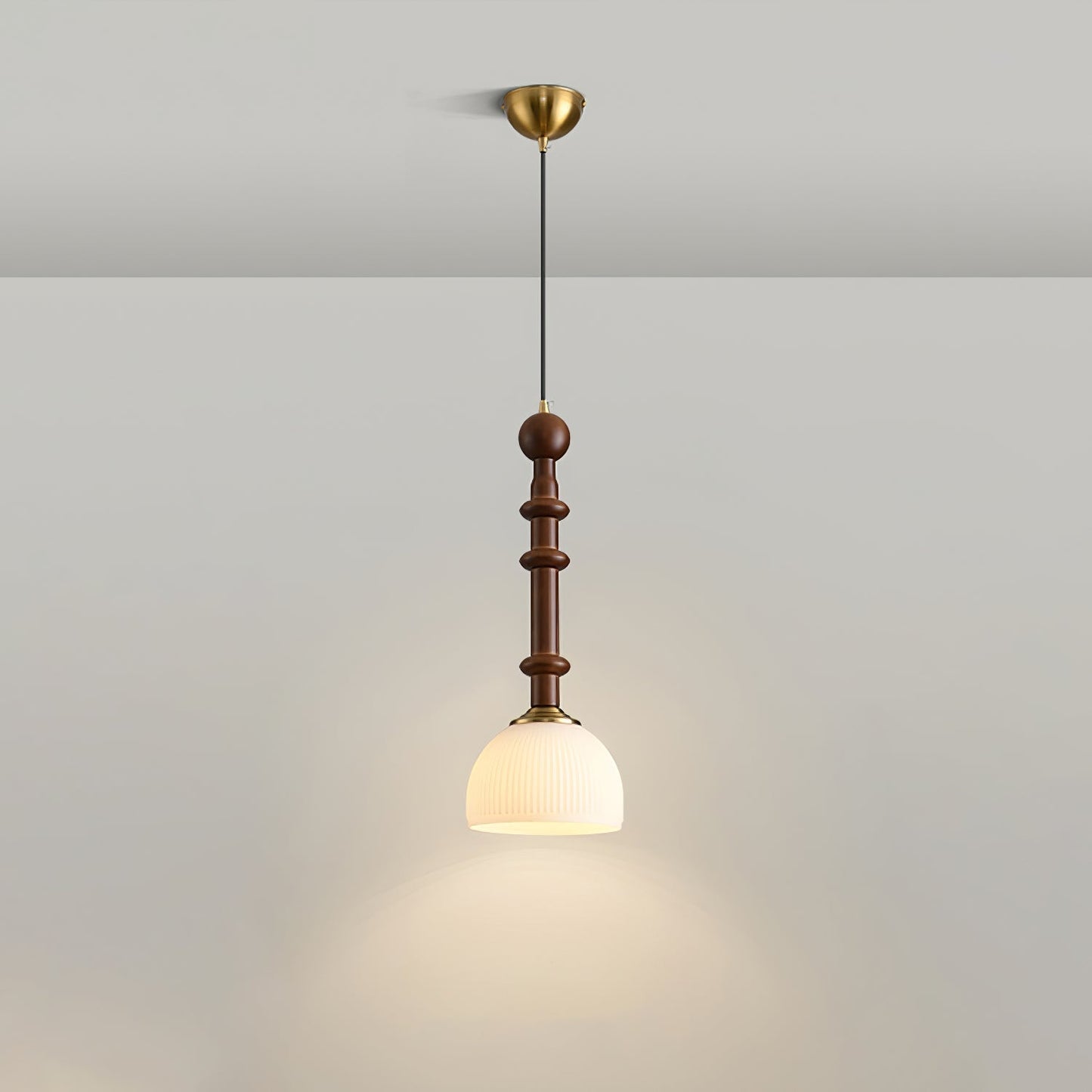 Suspension Roma - Design Romain Élégant en Bois, Métal et Verre - Éclairage Vintage avec Ampoules LED