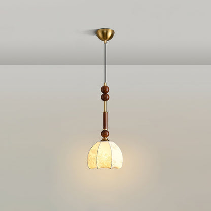 Suspension Roma - Design Romain Élégant en Bois, Métal et Verre - Éclairage Vintage avec Ampoules LED