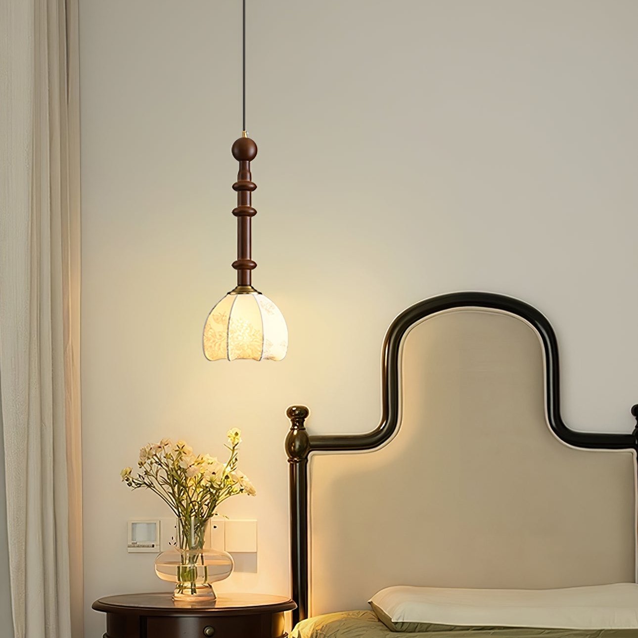 Suspension Roma - Design Romain Élégant en Bois, Métal et Verre - Éclairage Vintage avec Ampoules LED