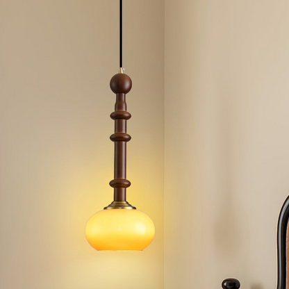 Suspension Roma - Design Romain Élégant en Bois, Métal et Verre - Éclairage Vintage avec Ampoules LED