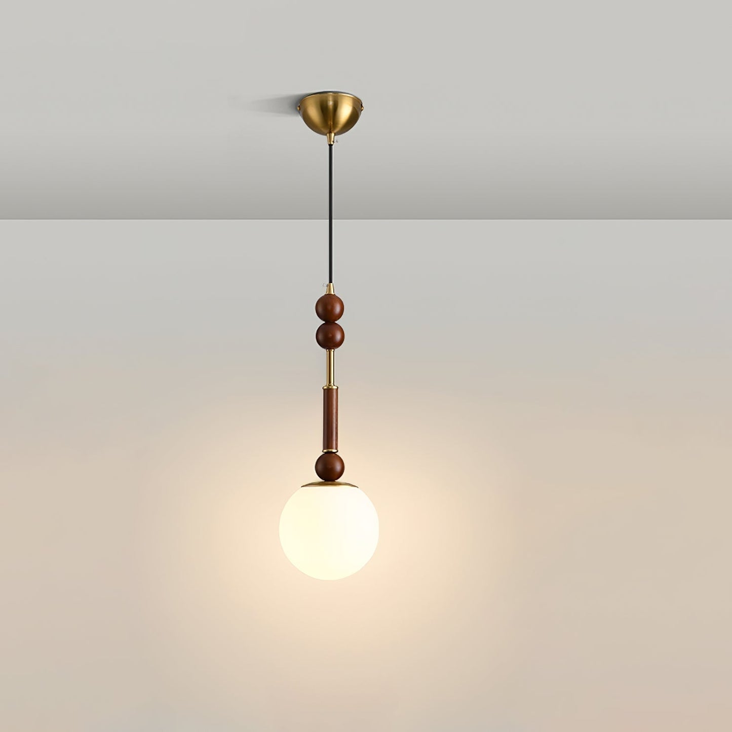 Suspension Roma - Design Romain Élégant en Bois, Métal et Verre - Éclairage Vintage avec Ampoules LED