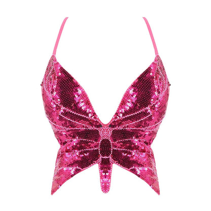 Femme papillon crop tops