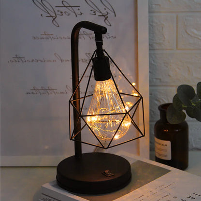 Lampe de Chevet Noire Industrielle Géométrique