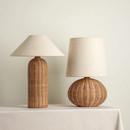 Lampe de Chevet Japonaise Wabi-Sabi en Osier