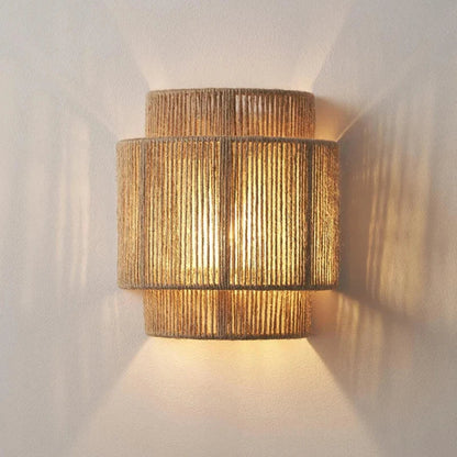 Lampe de chevet Murale Vintage en Rotin Tressé