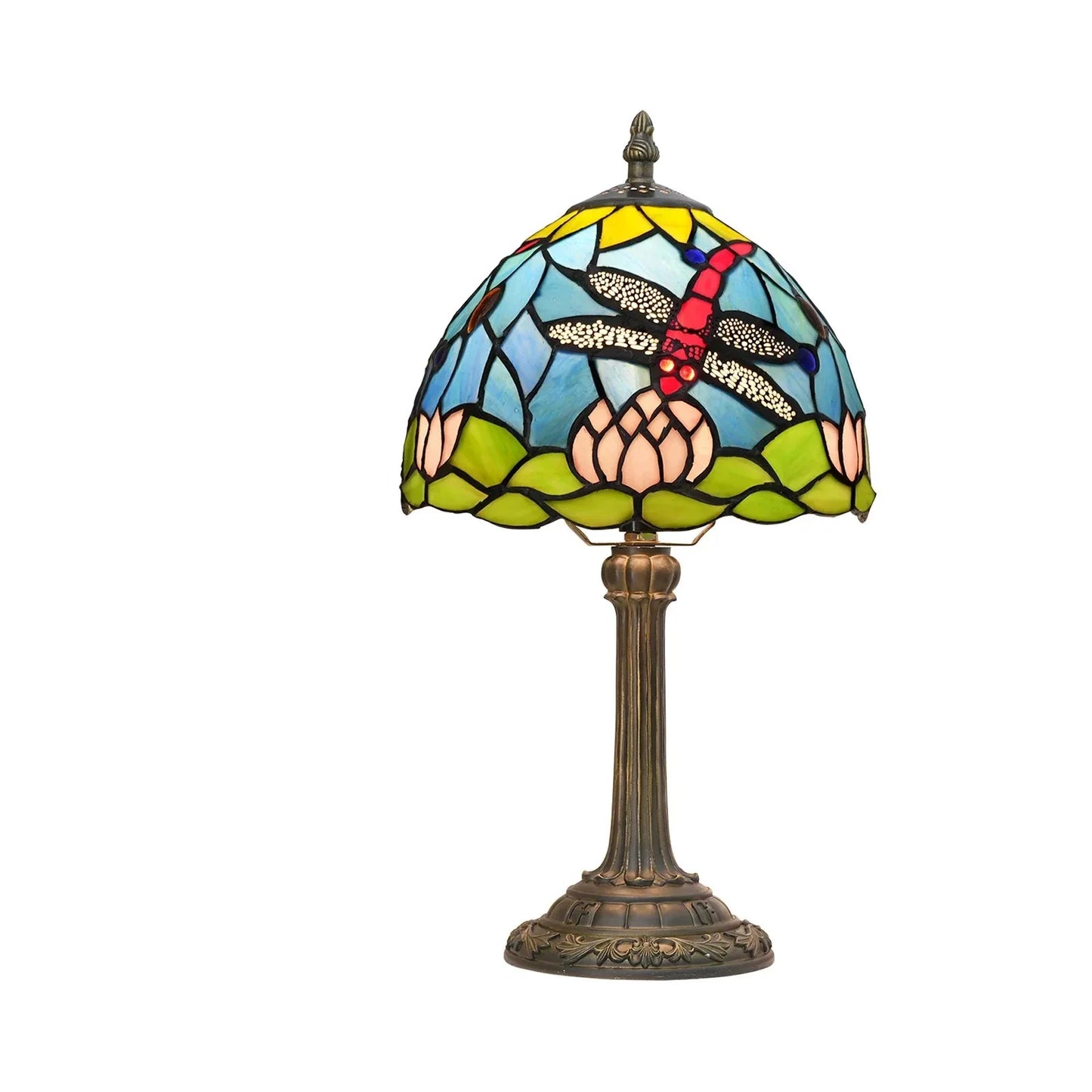 Lampe de chevet Tiffany en Verre Vitrail avec Motif