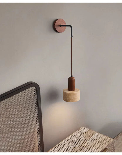 Lampe de chevet Murale Ajustable en Marbre Travertin