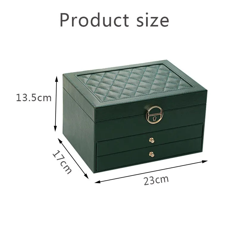 Grande Boîte à Bijoux en Cuir – Organisateur Multicouche Élégant, Rangement Sécurisé pour Bijoux