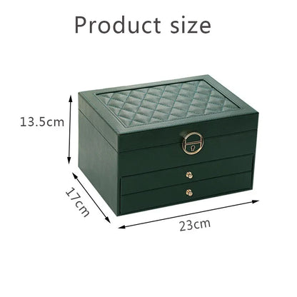 Grande Boîte à Bijoux en Cuir – Organisateur Multicouche Élégant, Rangement Sécurisé pour Bijoux