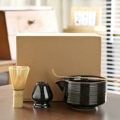 Set Matcha Japonais 4 Pièces – Bol, Fouet & Support