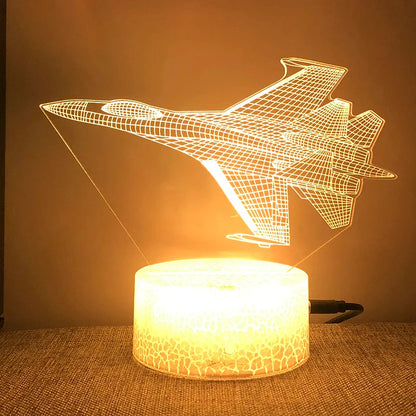 Lampe de chevet 3D LED Avion Bateau Fusée - lampechevetdesign.com