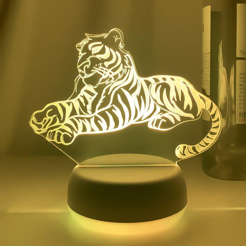 Lampe De Table Tigre – Sculpture Animalière Avec Abat-jour – Style Vintage