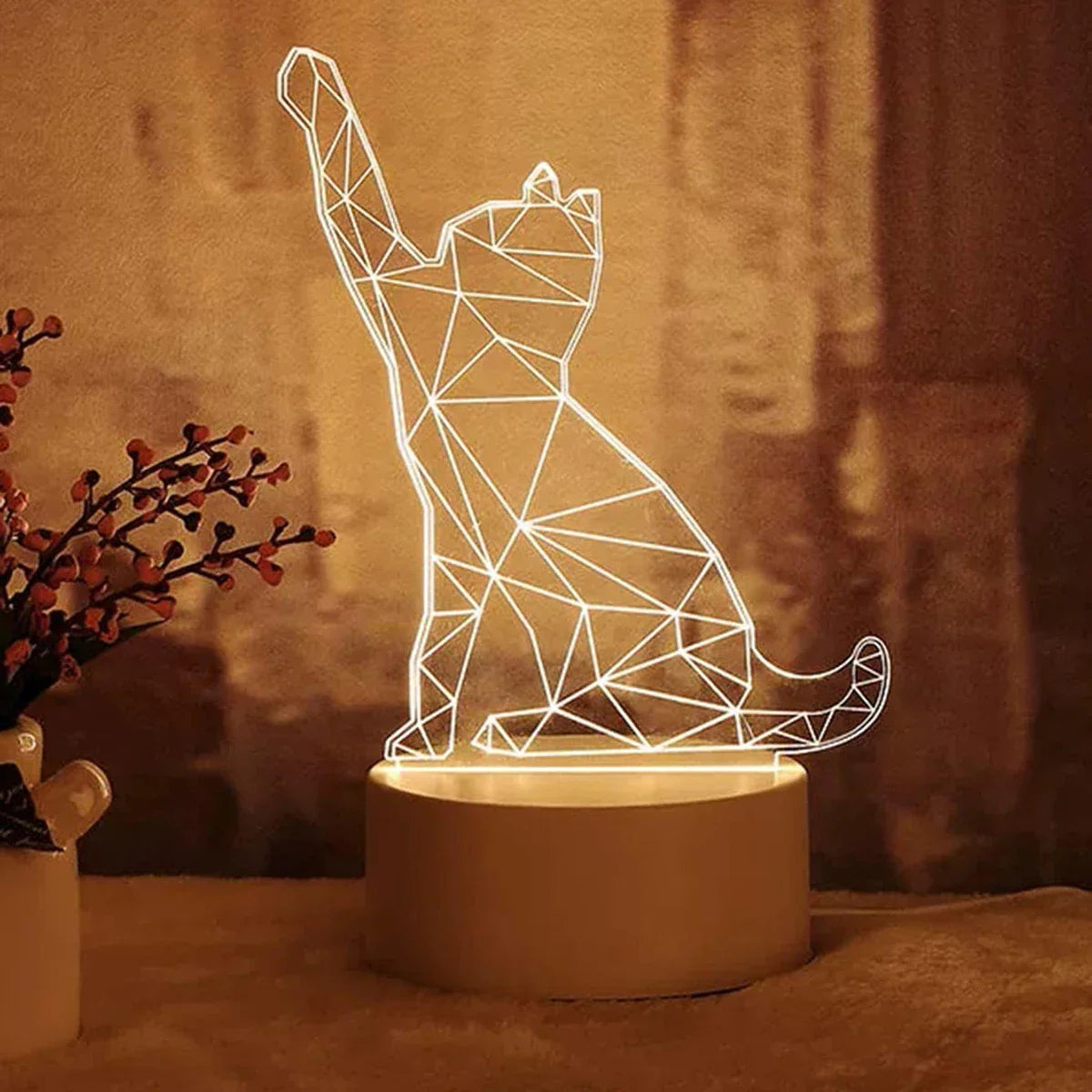 Lampe de chevet 3D LED Design Chat