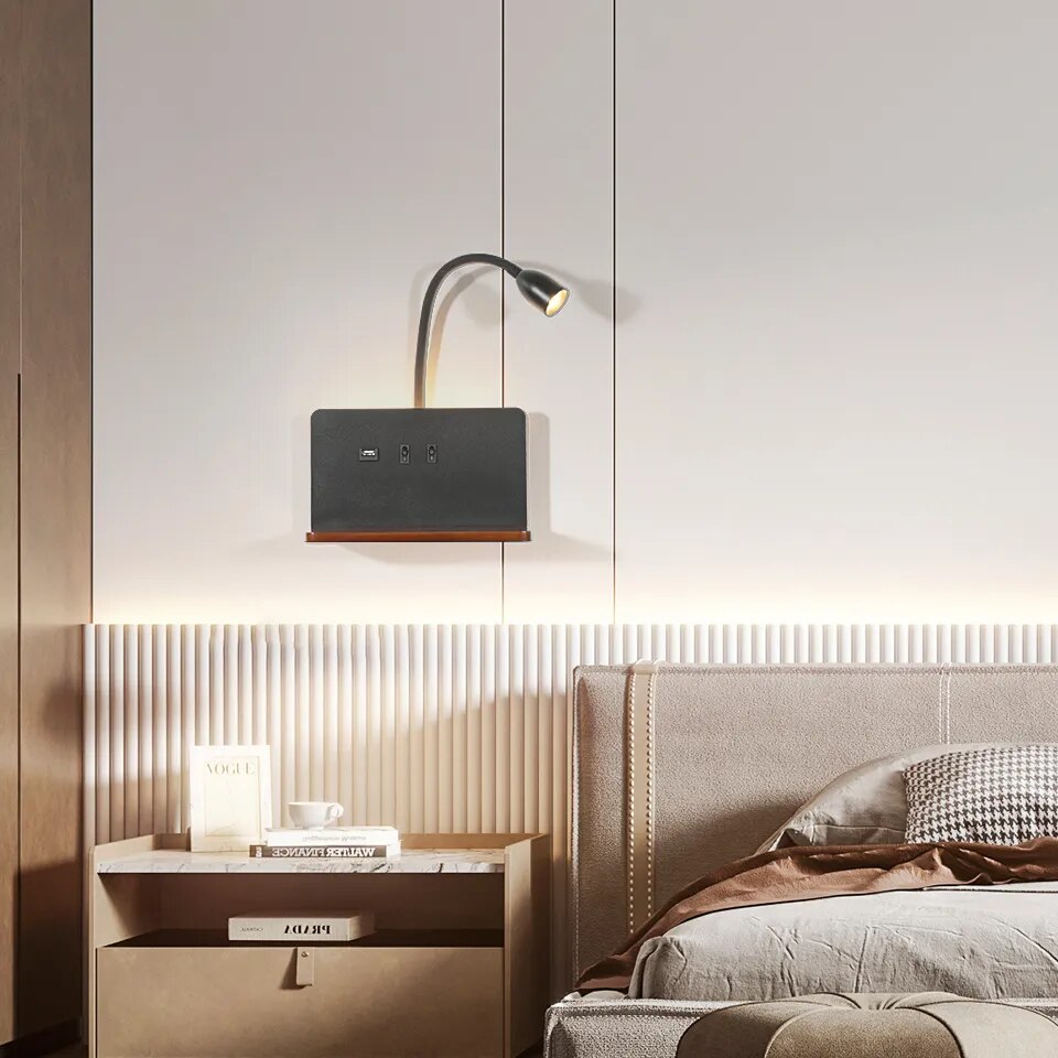Lampe de chevet Murale Tactile avec Chargeur de Téléphone