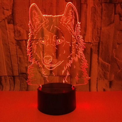 Lampe de Chevet Loup de Nuit 3D pour Enfants