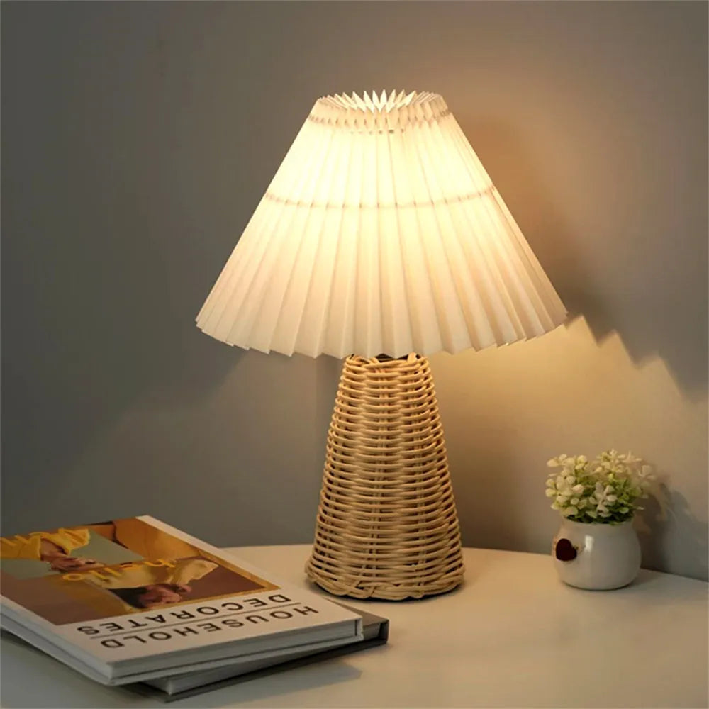 Lampe de chevet Industrielle Bois en Tissu