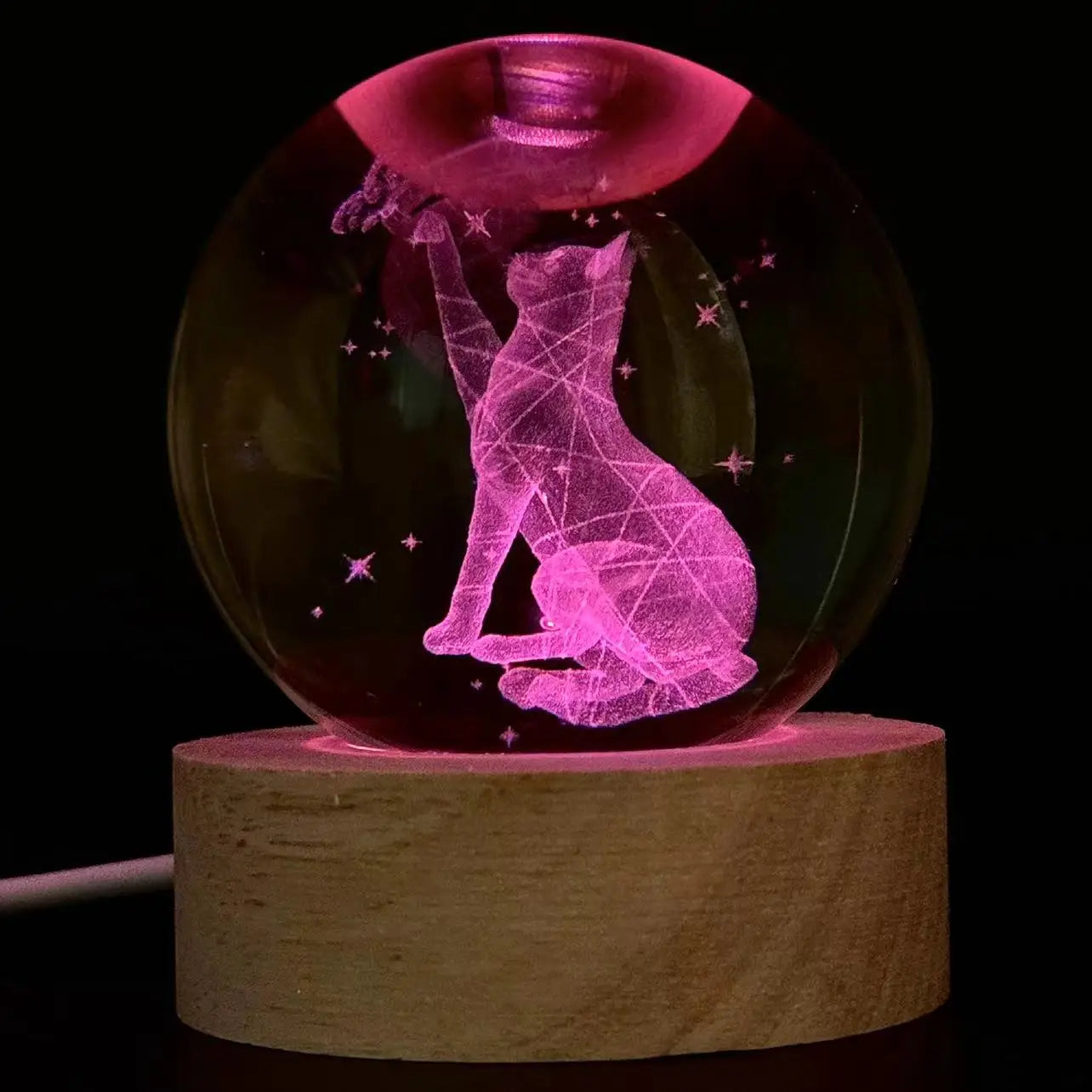 Lampe de chevet 3D Chat gravé au laser