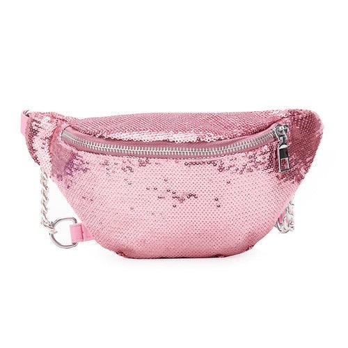Sac Banane Sequins Rose