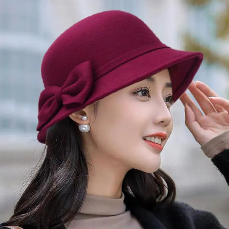 Chapeau Melon Cloche Femme Noeud Suede - La Maison du Chapeau