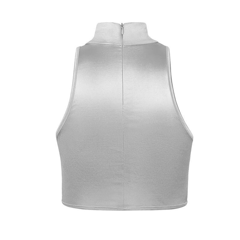 Col roulé blanc crop top