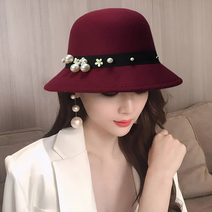 Chapeau Melon Cloche Femme - Perle
