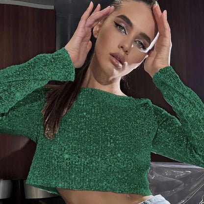 Femme paillette rop top