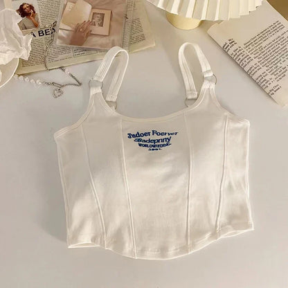 Crop top blanc bretelles