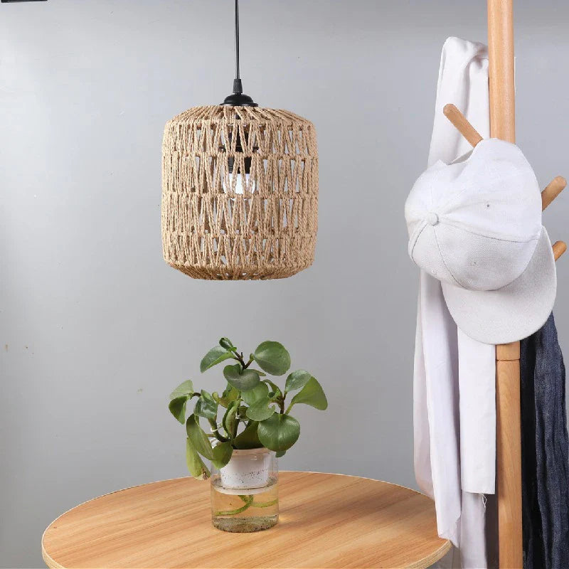 Abat-jour en Rotin pour Lampe de Chevet Suspendue