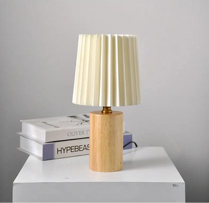 Lampe de Chevet Nordique Plissée en Bois