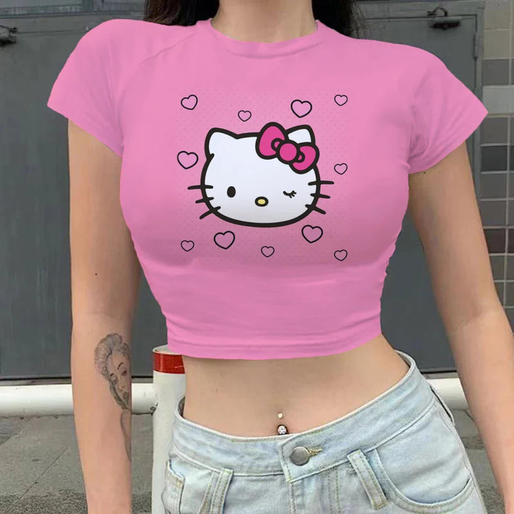 Hello kitty femme crop top