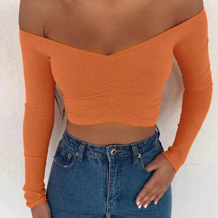 Crop top femme epaule dénudée