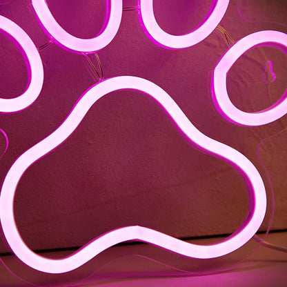 Lampe de Chevet Néon LED en Forme de Patte de Chien