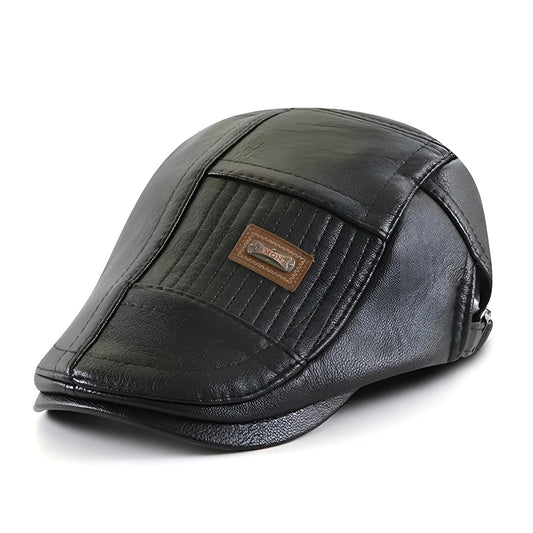 Béret Homme en Cuir avec Détails Matelassés - Aventura