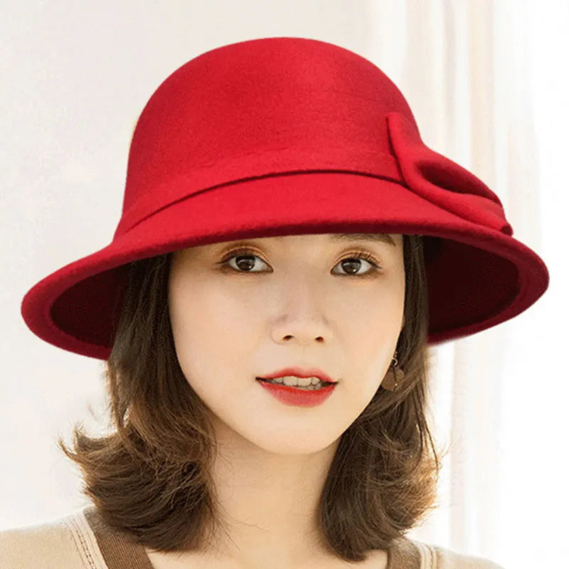 Chapeau Melon Cloche Femme Noeud Suede - La Maison du Chapeau