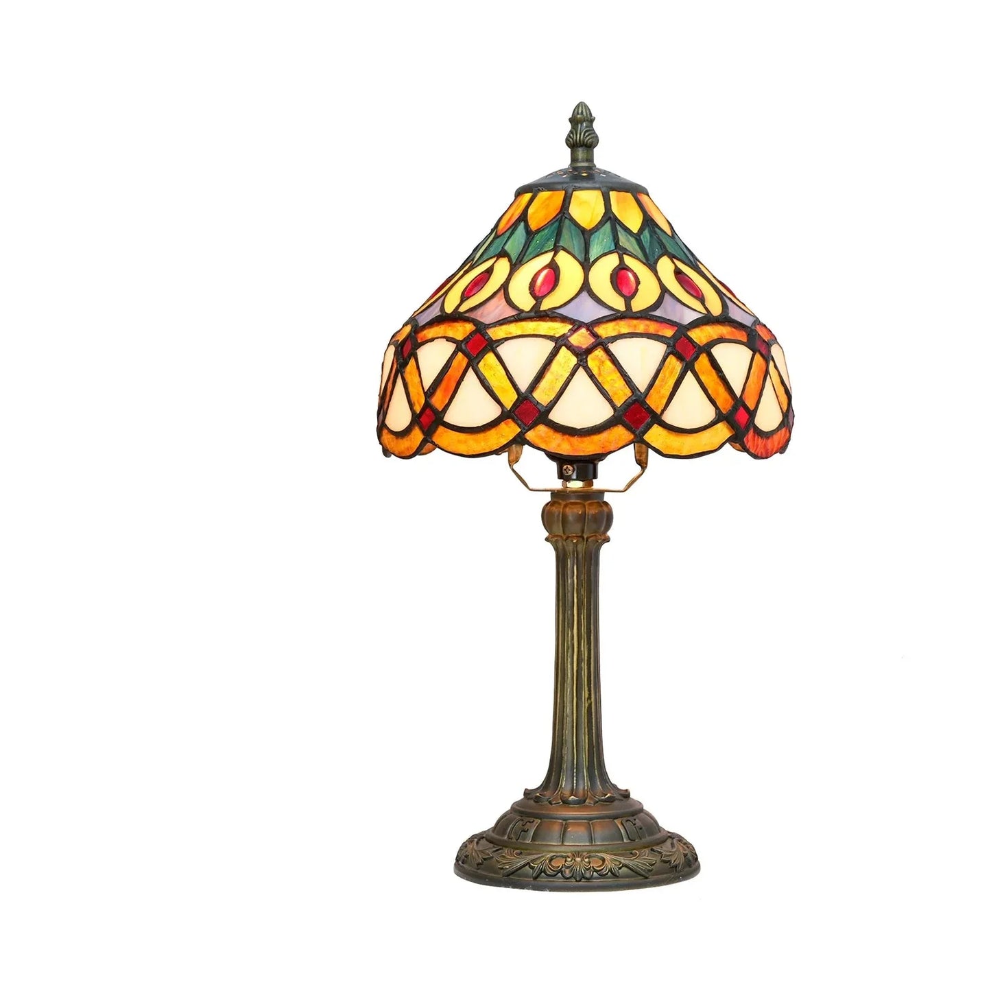 Lampe de chevet Tiffany en Verre Vitrail avec Motif