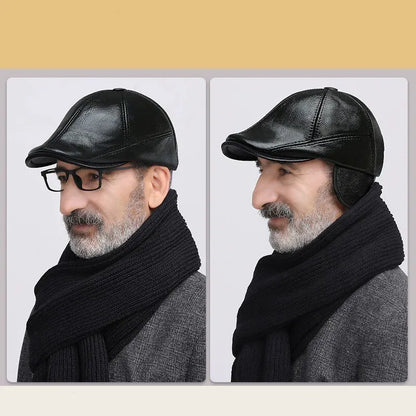 Béret en Cuir Homme - Cache Oreille