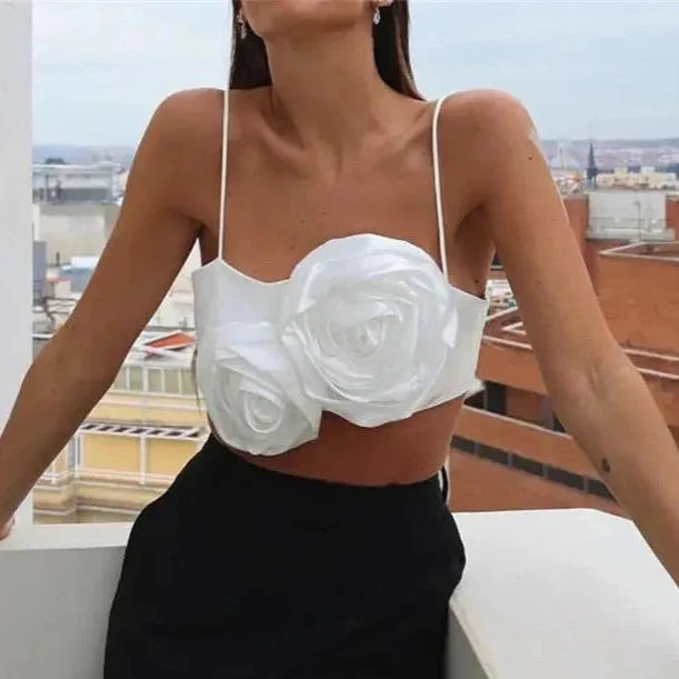 Crop top blanc soiree