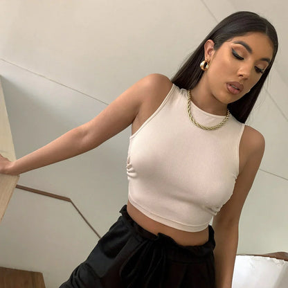 Crop top ecru femme