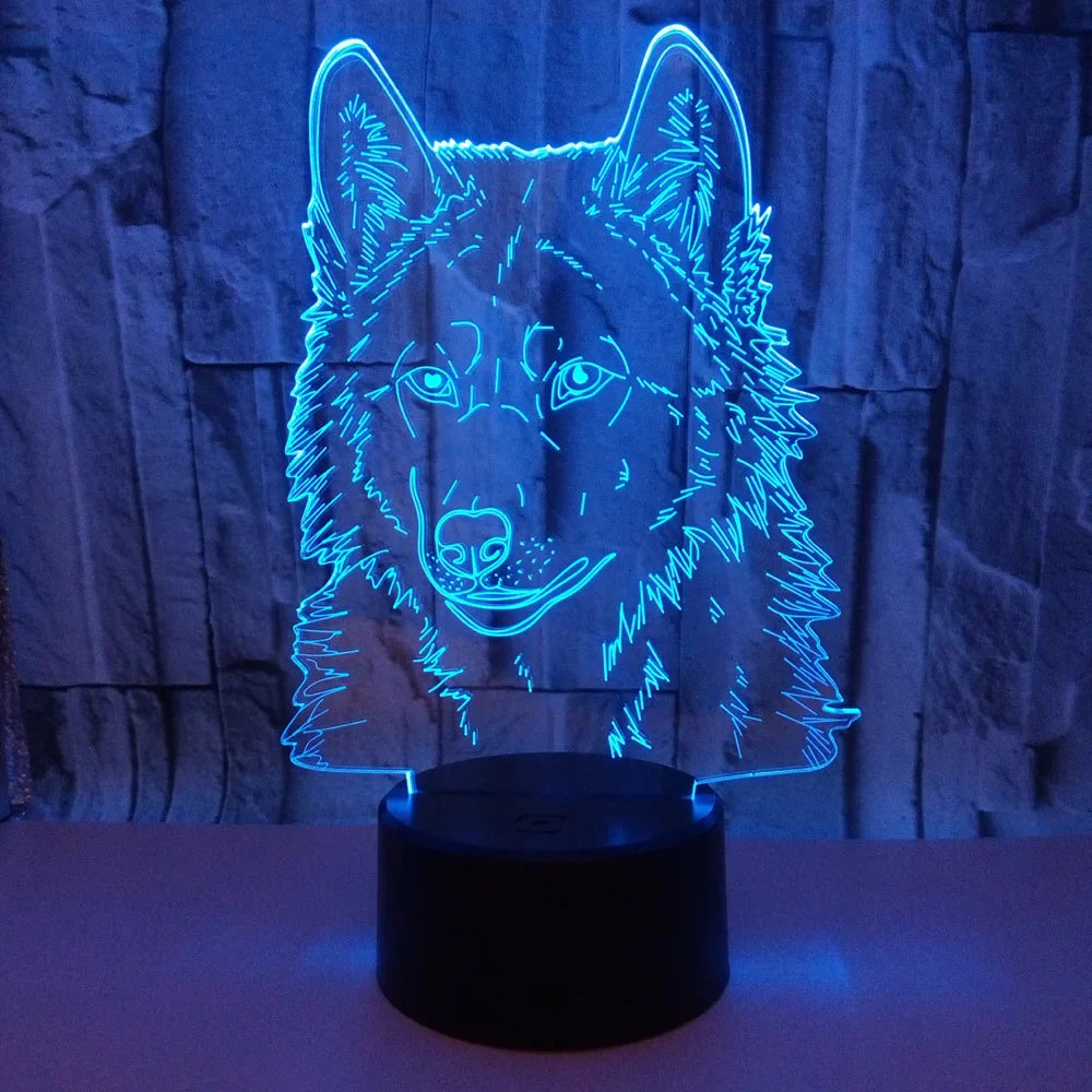 Lampe de Chevet Loup de Nuit 3D pour Enfants