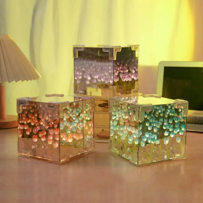 Lampe de Chevet Miroir LED 3D Tulipe Coloré