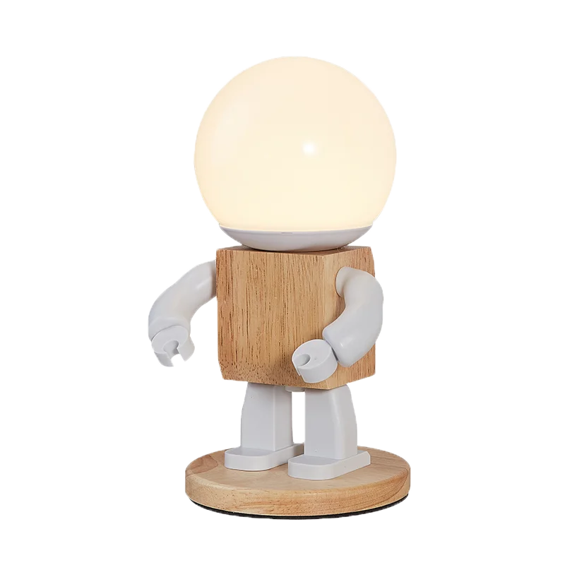 Lampe de Chevet Robot en Bois Original